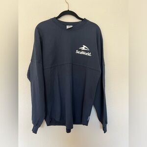 SeaWorld Unisex Rescue Long Sleeve Shirt Navy Size Medium Comfort Cozy Oversized